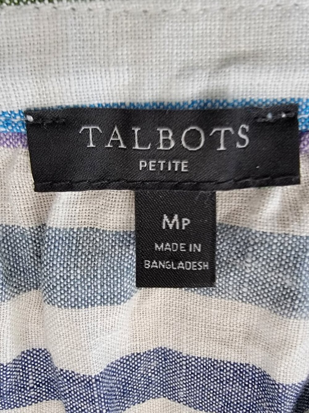 Talbots Rockport Stripe Linen Elbow Sleeve Popover Top - MP - Picture 7 of 8